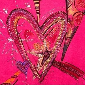 Chico's Fuchsia Heart Graphic Top NWOT
